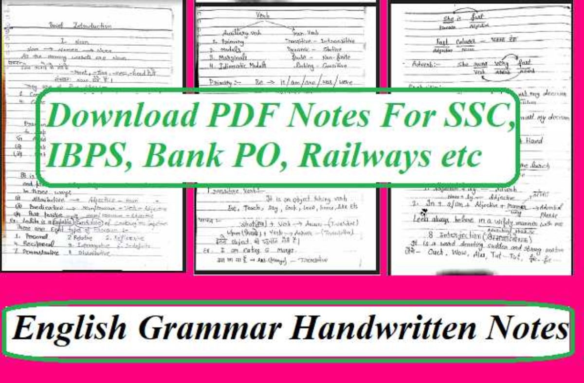 English Grammar Handwritten Notes Pdf For Ssc Ibps Other Exams