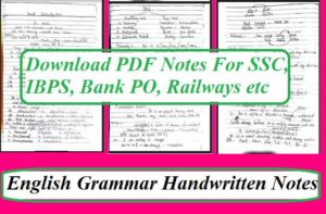 English Grammar Handwritten Notes PDF for SSC, IBPS and Other Exams