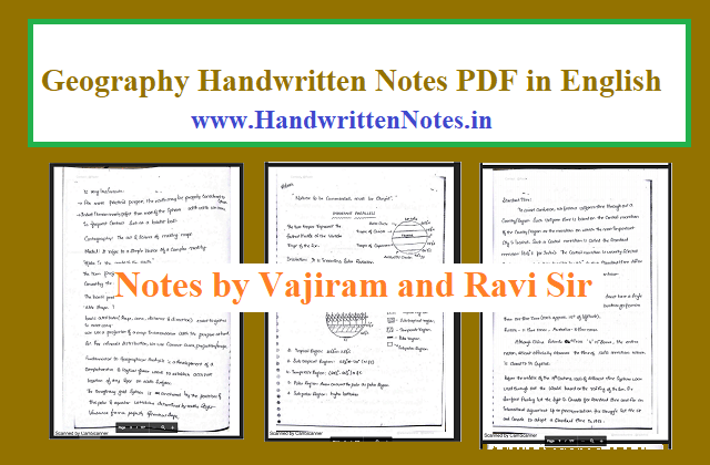 Geography Handwritten Notes PDF by Vajiram and Ravi