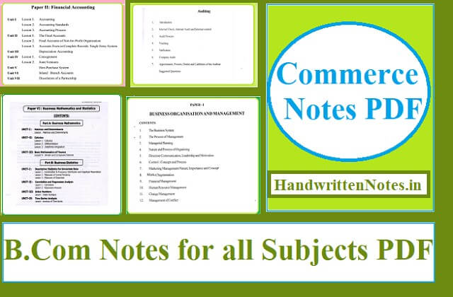 B.Com Notes for all Subjects PDF Download Best Commerce Study Notes