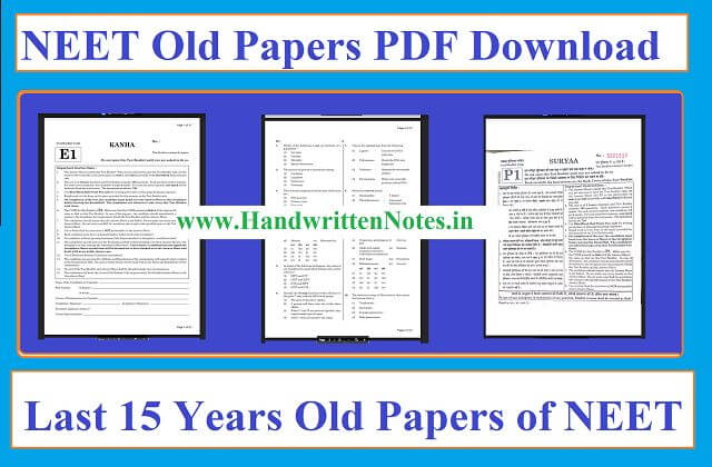 NEET Old Papers PDF Download Last 15 Years Old Papers of NEET