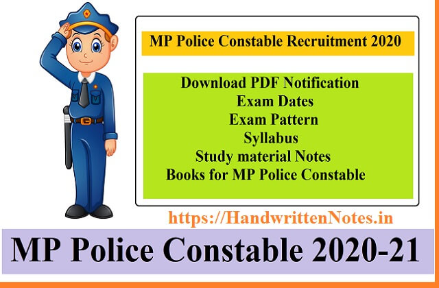 MP Police Constable 2020 PDF Notification, Important Dates, Syllabus, Notes