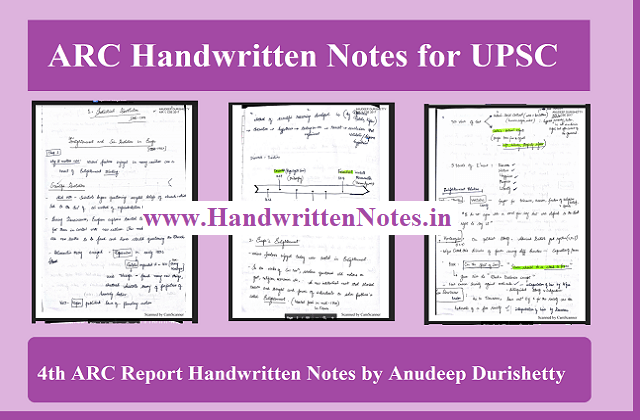 ARC Notes for UPSC: 4th ARC Report Handwritten Notes by Anudeep Durishetty