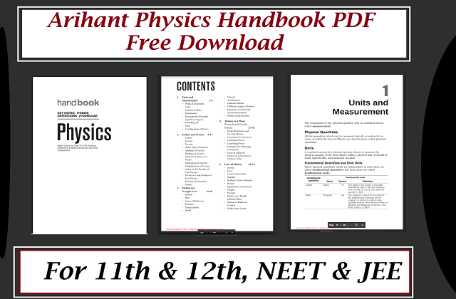 Arihant Physics Handbook PDF Free Download |11th & 12th, NEET & JEE