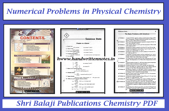 Numerical Problems in Physical Chemistry PDF | Balaji Chemistry PDF