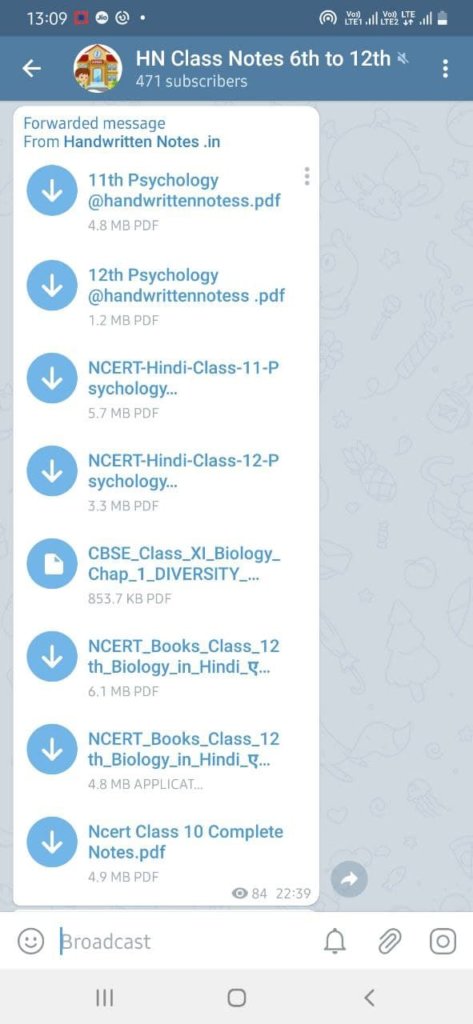 Best Telegram Channel for Class 6 to 12th Notes 2