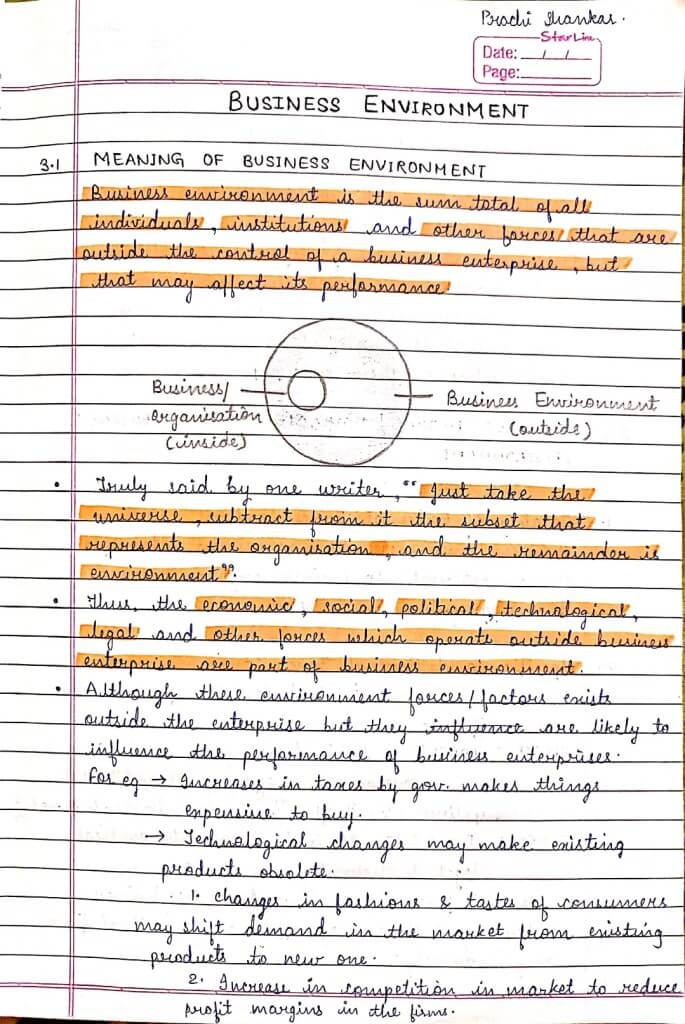 Business Studies Class 12 Handwritten Notes PDF by Prachi Shankar: Chapter 3