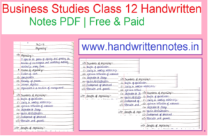 Business Studies Class 12 Handwritten Notes PDF | Free & Paid