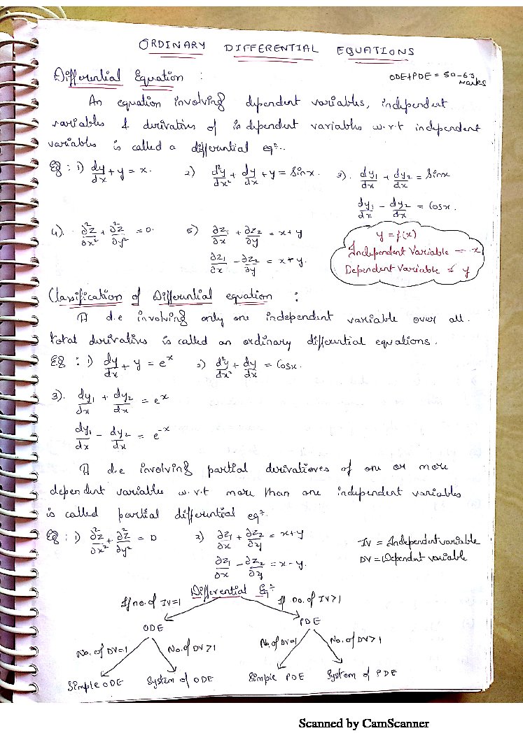 Ordinary differential equations ODE images pdf