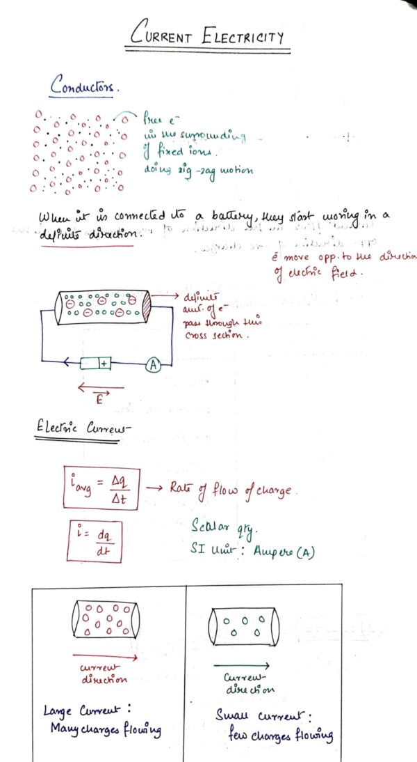 current electricity class 12 physics notes for cbse board and NEET or JEE- HandwrittenNotes.in