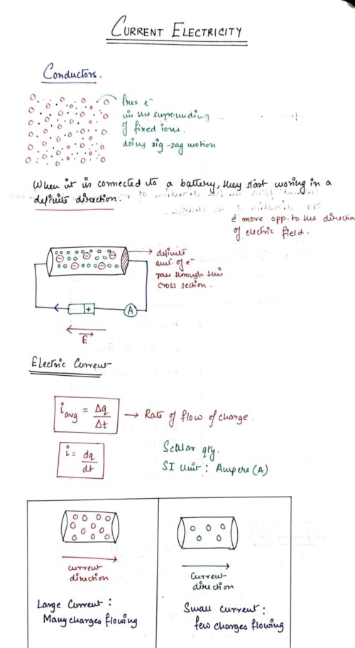 current electricity class 12 physics notes for cbse board and NEET or JEE- HandwrittenNotes.in