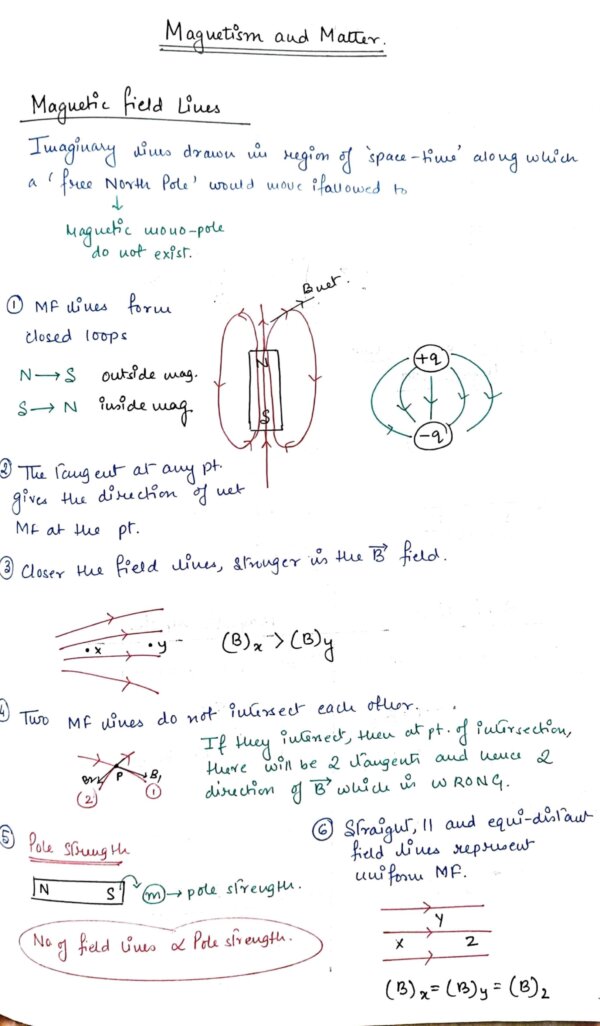 Magnatism and matte class 12 physics notes for cbse board and NEET or JEE- HandwrittenNotes.in