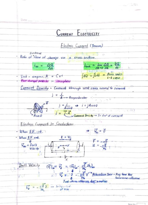 Current Electricity Detailed Handwritten Notes PDF for JEE/NEET/Boards