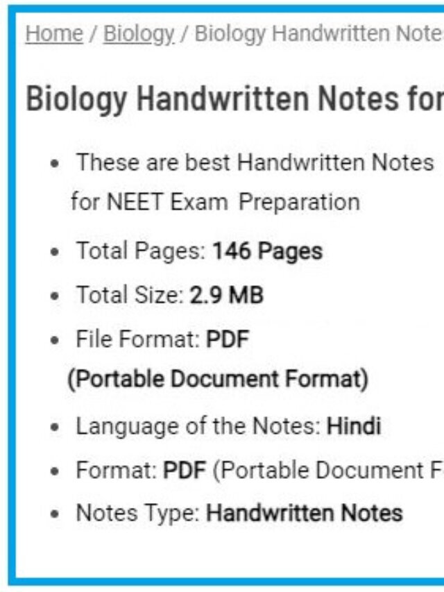 Biology Handwritten Notes for NEET