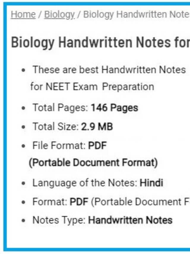 Biology Handwritten Notes for NEET