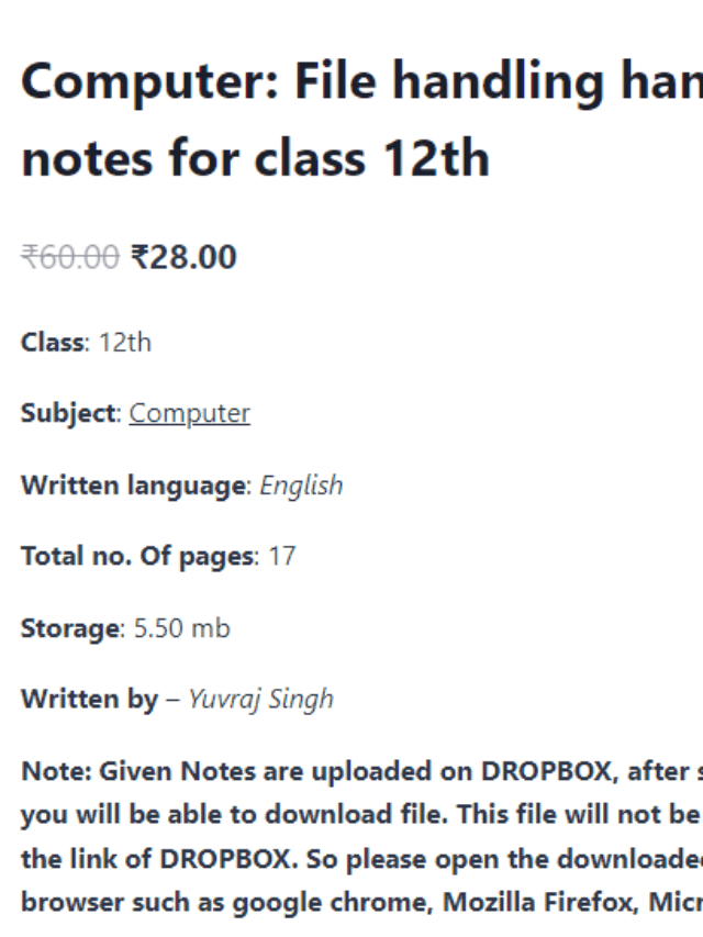 Computer: File handling handwritten notes for class 12th