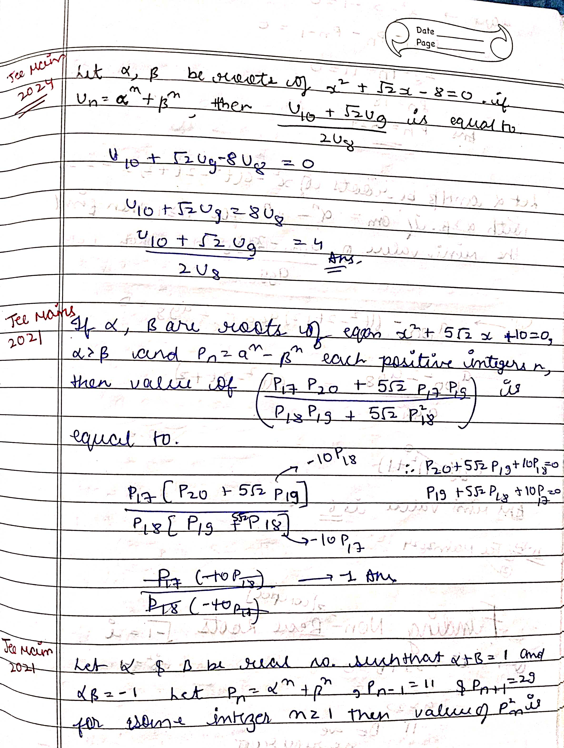 Maths notes Class 11 CBSE: Trigonometry, Quadratic equation | All formulas and concepts covered with JEE mains questions