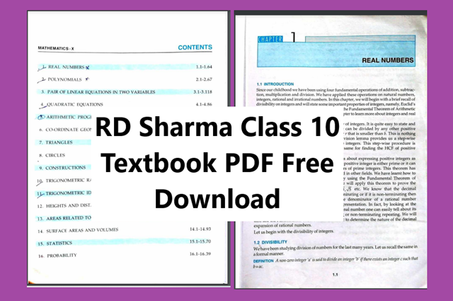 RD Sharma Class 10 Textbook PDF Free Download